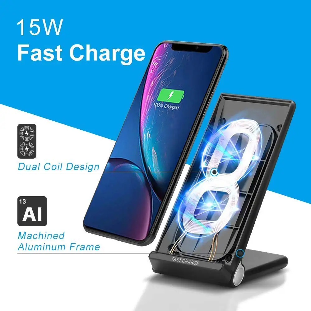 15 Вт Qi Беспроводное зарядное устройство Подставка Для Doogee S60 S70 Lite BL9000 Ulefone Armor X 6 6s 7