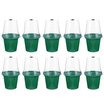 

10pcs Transparent Round Flowerpot Plastic Flower Pot Plants Nursery Pot (Green)