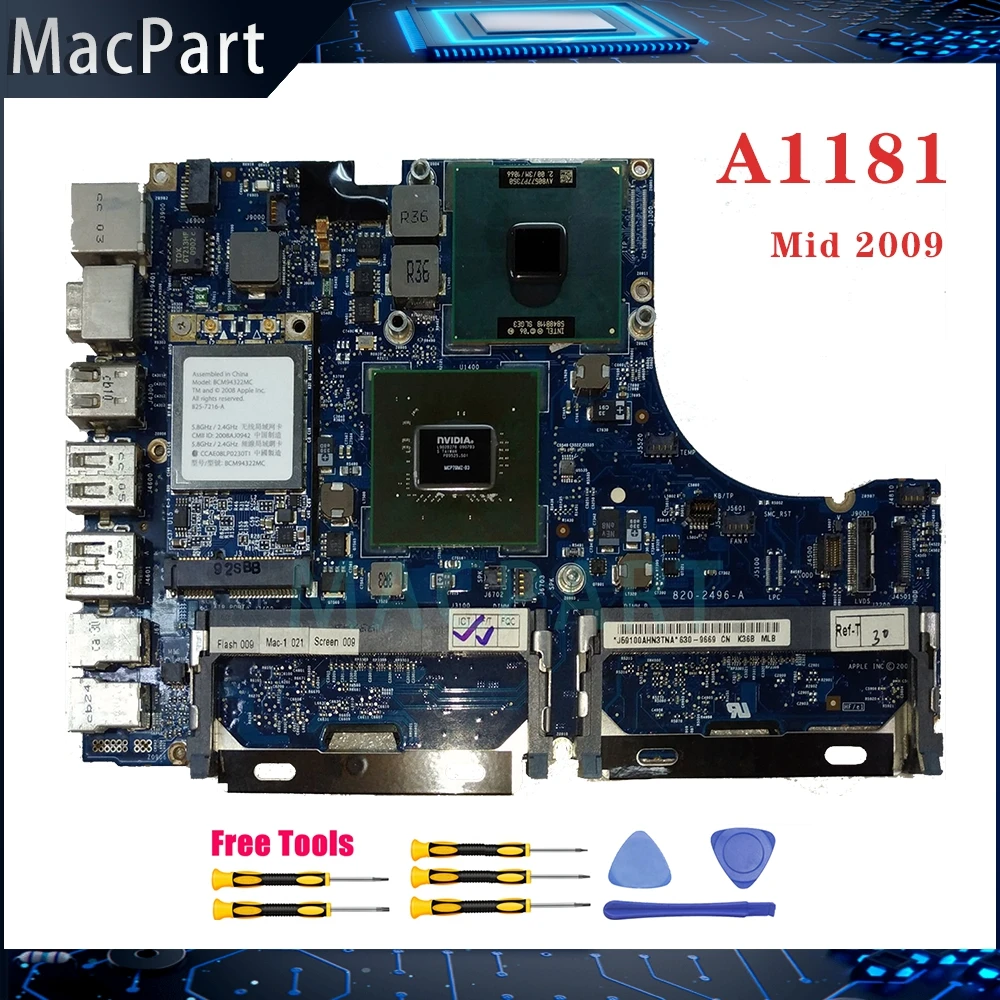Оригинальная протестированная материнская плата A1181 820-2496-A 661-5242 EMC 2330 для Macbook 13