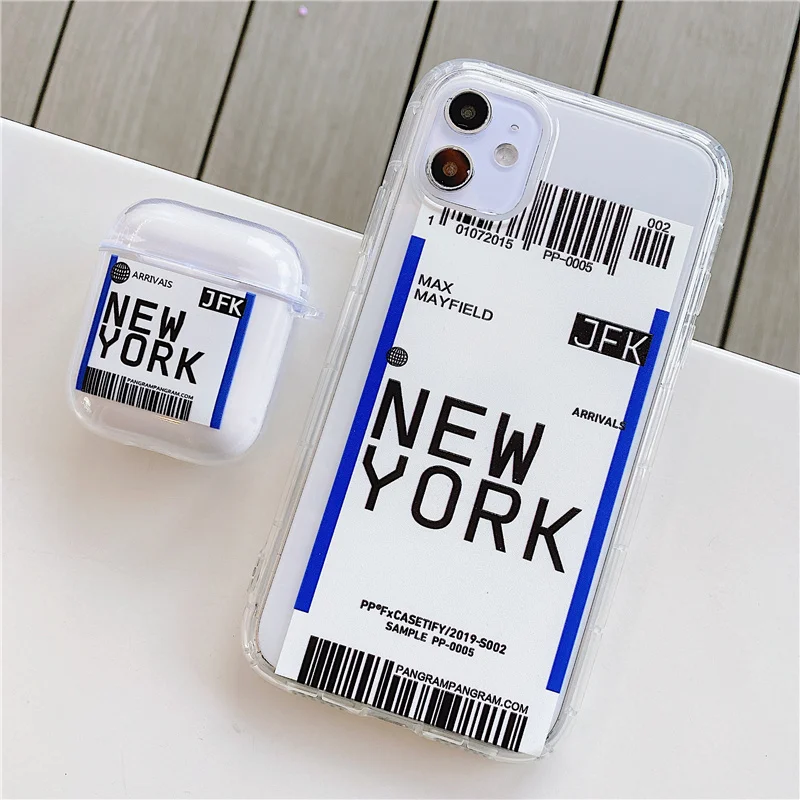 Чехол для наушников для apple airpods 2 1 чехол для наушников с надписью «city bar code» прозрачный мягкий чехол для телефона из ТПУ
