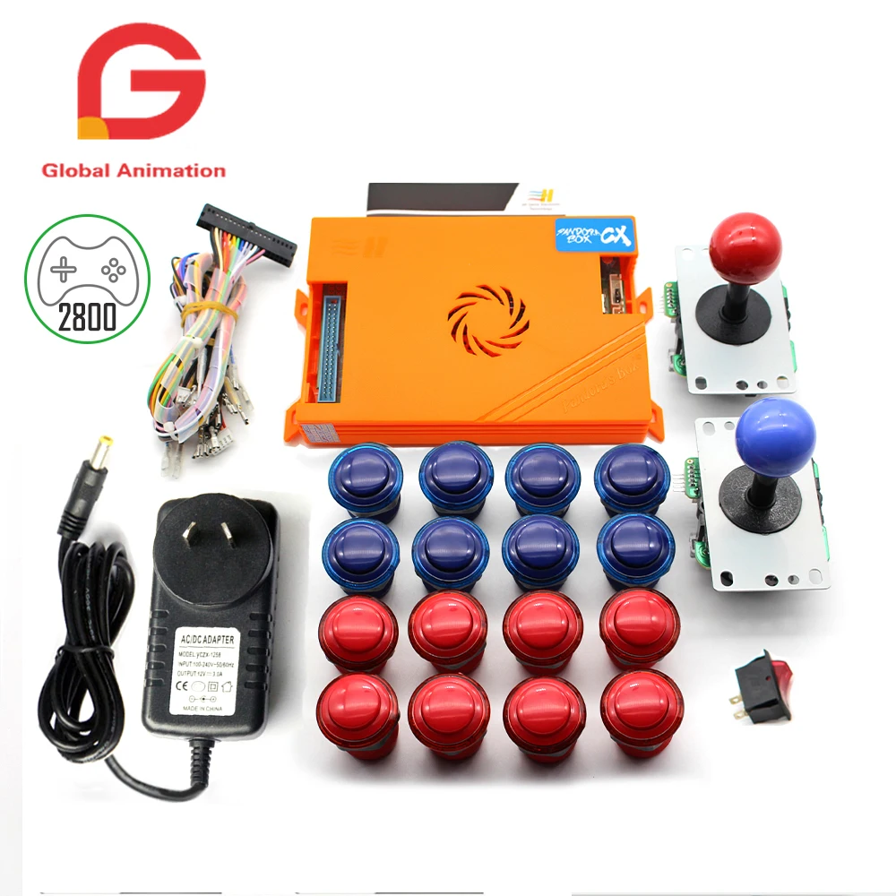 pandora saga cx 2800 in 1 arcade machine game box kits with american style button 5 pin joystick for arcade game console cabinet Pandora Box CX 2800 Games Set, DIY Arcade Kit, Push Button Joystick, Machine Bundle, Home Cabinet with Manual, Original