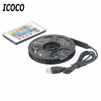

ICOCO RGB 5050 SMD LED Strip Lamps Waterproof Flexible LED Tape Light USB 5V Christmas Decoration Lamp Black Strip Light