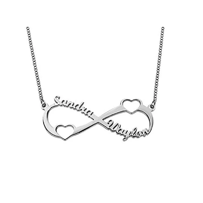 

Gold Color Personalized Infinity Nameplated Necklace With Heart Custom Couples Name Necklaces & Pendants Best Friend Gifts