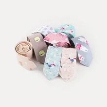 Галстук, хлопок, принт, мультфильм, тренд, мужские вечерние, для отдыха, узкая версия, 6 см, животное, Harajuku, японский стиль, галстук, женские