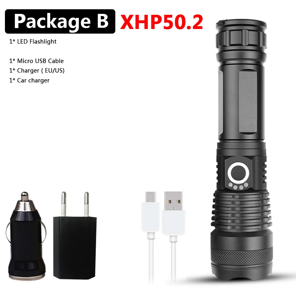 Package B Xlamp XHP90 XHP70.2 светодиодный фонарик, супер мощный фонарь, USB XHP50, фонарь с зумом, 18650, 26650, перезаряжаемый аккумулятор - Испускаемый цвет: Package B