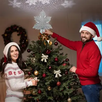 

Moving Snowflake Projection Lamp Lights Led Tree Top Star Leaf Type Christmas Tree Projection Indoor Lamp Wonderland Projector