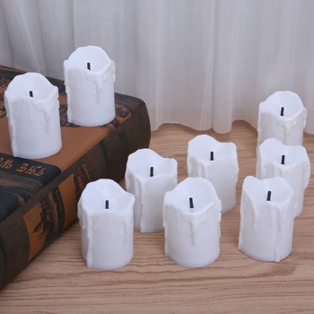 

Drop#Wholesale Plastic Battery Powered LED Candle Light Flameless Tealight Festival Wedding Decor