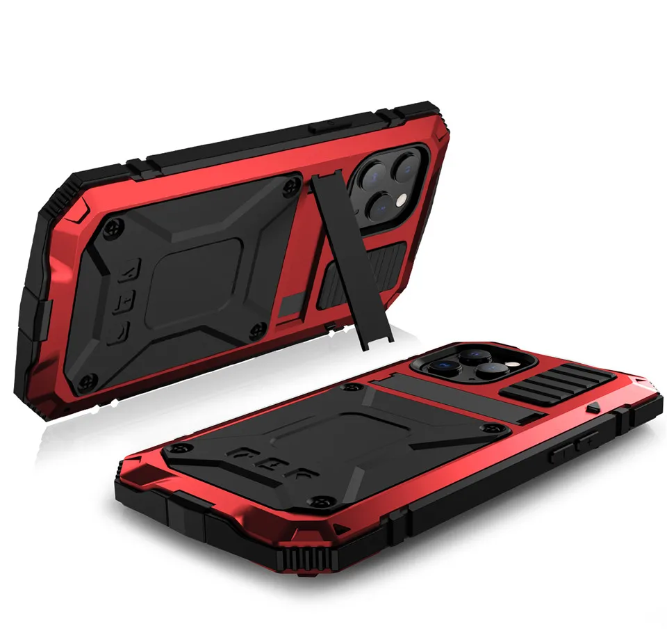 iphone 12 pro waterproof case Full-Body Rugged Armor Shockproof Protective Case for iPhone 13 12 Pro Max 11 Pro Max Mini Kickstand Aluminum Metal Cover iphone 12 pro leather case