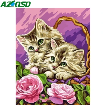 

AZQSD Paint By Numbers For Adults Cat HandPainted Gift Home Decor Oil Painting By Numbers Animal 40x50cm Home Decoration