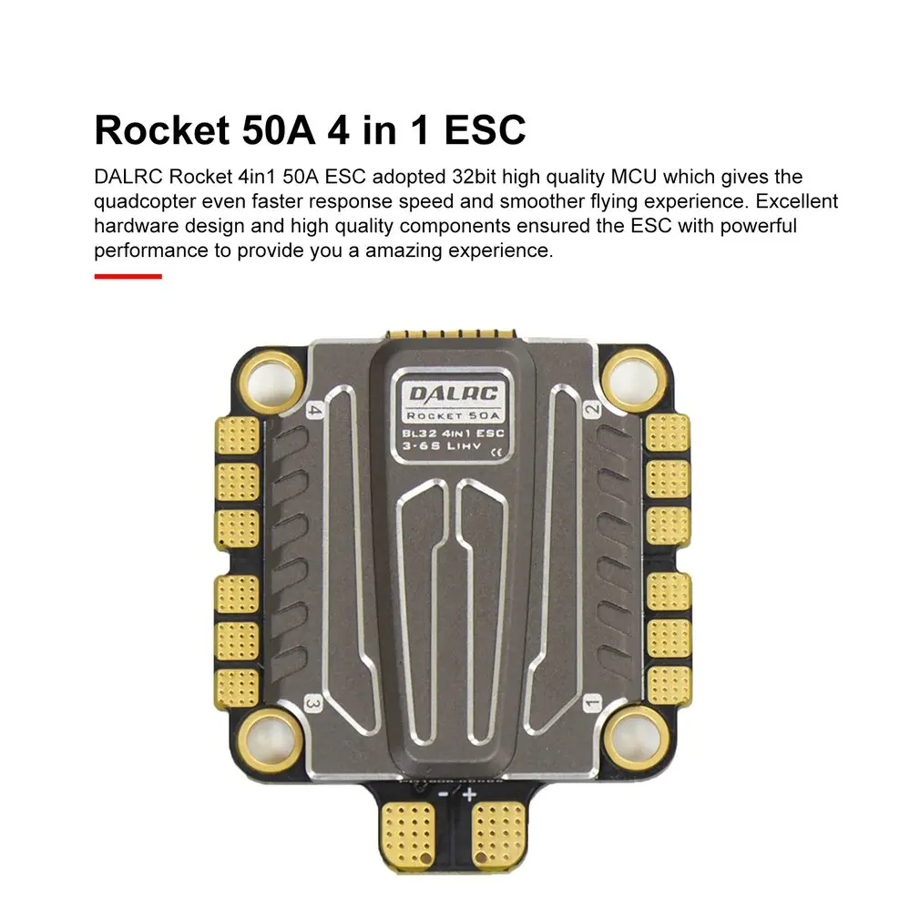 DALRC Rocket 45A 4 в 1 ESC Бесщеточный 3-6S Blheli_32 LIHV DSHOT1200 для DIY FPV гоночный Дрон совместим с F405 F722 FC
