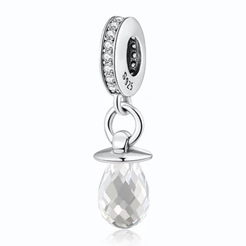 

S925 Pendant DIY Jewelry Pacifier Dangle Charm fit Lady Bracelet Bangle Girl Gift Clear CZ
