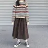 2 colors japanese style high elastic waist Long Skirts Woman 2022 autumn winter plaid A-line pleated Skirts womens (X1078) ► Photo 3/4