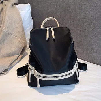 

Waterproof Nylon Women Backpack School Backpack for Teenager Girl Ladies Oxford Travel Shoulder Bag Female Zipper Solid Bookbag