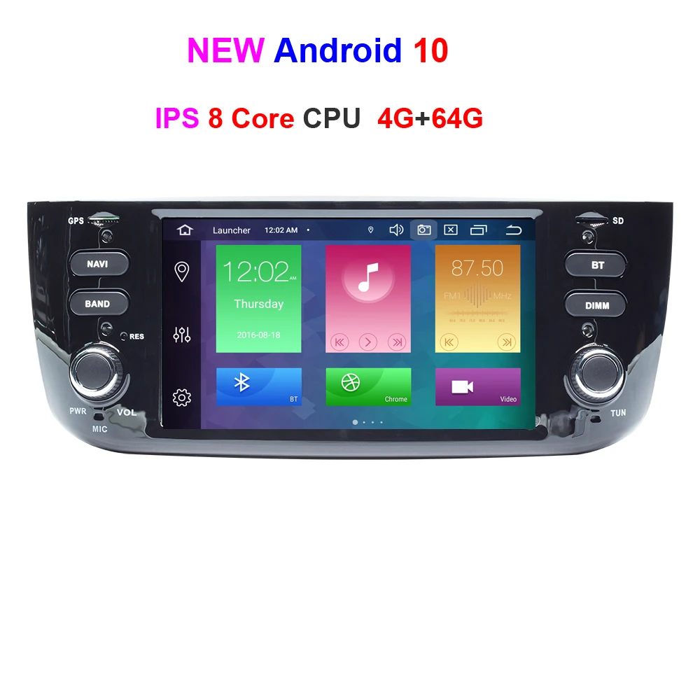 Ips 1 din Авто Радио Android 10 Автомобильный мультимедийный стерео для Fiat Grande Punto Abarth Punto EVO Linea 2012 2013 wifi - Цвет: Octa Core 4G 64G