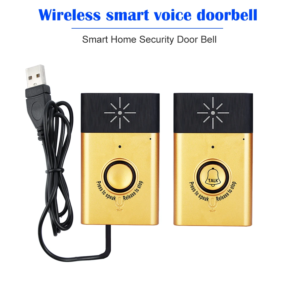 Wireless Voice Intercom Doorbell with Outdoor Unit Button Indoor Unit Receiver 2-way Talk Monitor Smart Home Security Door Bell audio door phone Door Intercom Systems