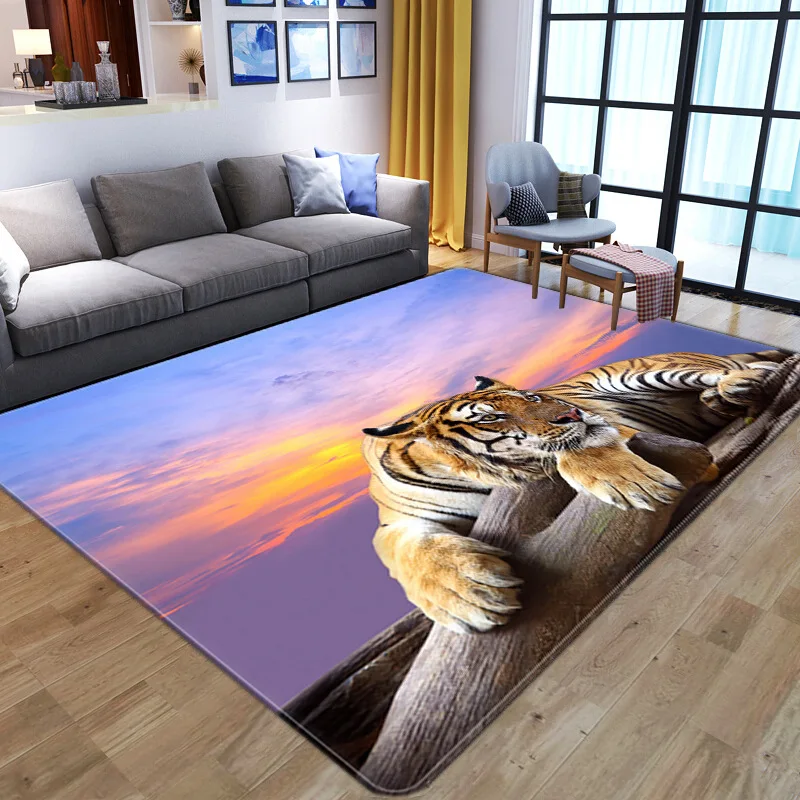 Ковры 3D Тигр Медведь животный принт Домашний напольный коврик для гостиной спальни нескользящий кухонный коврик Tapis Alfombra Детский ковер - Цвет: 4