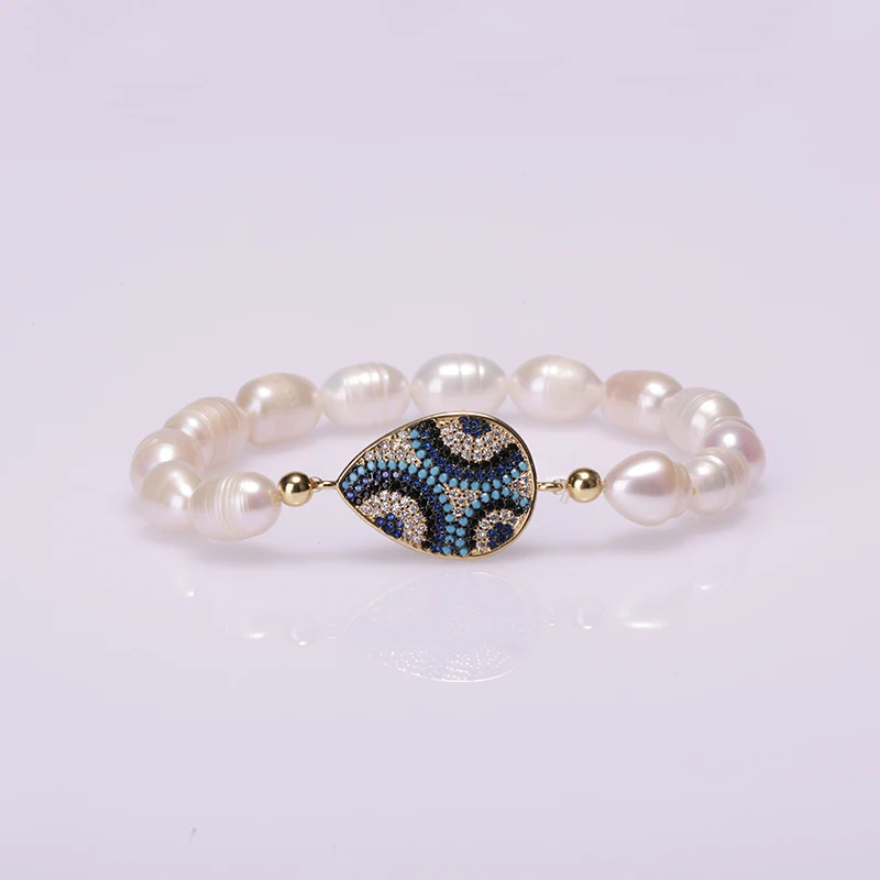 

5pcs/lot Natural Freshwater Pearl Copper Micro-inlaid Zircon Multi-style Accessories Connector Charms Dainty Bracelet Girls Gift