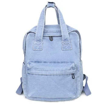 

Harajuku Style Wild Denim Backpack Female Simple Backpack College Wind Backpack