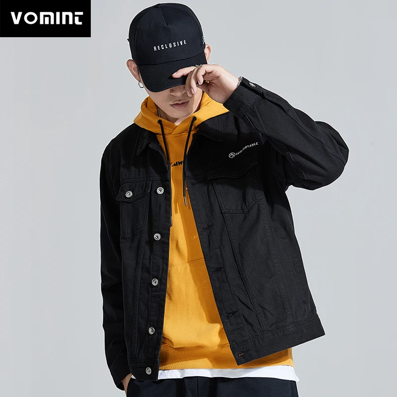 Vomint Autumn New Men's Jacket Casual Long Washed Cotton Button Multi-pocket Lapel Denim Thin | Мужская одежда