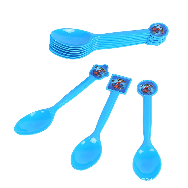 Spoon-10pcs Человек-паук на день рождения декоративная бумага для вечеринок Салфетка под тарелку кружку баннер/Флаг коробка для конфет соломенная посуда набор детский душ вечерние принадлежности - Цвет: Spoon-10pcs