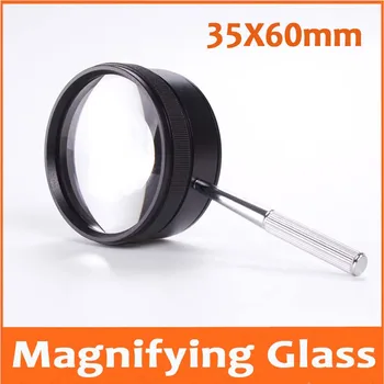 

35 Tims 60mm Metal Pocket Handheld Magnifier for Reading Glasses Jewelry Loupe Children Toys Magnifying Glass 35X Lupa