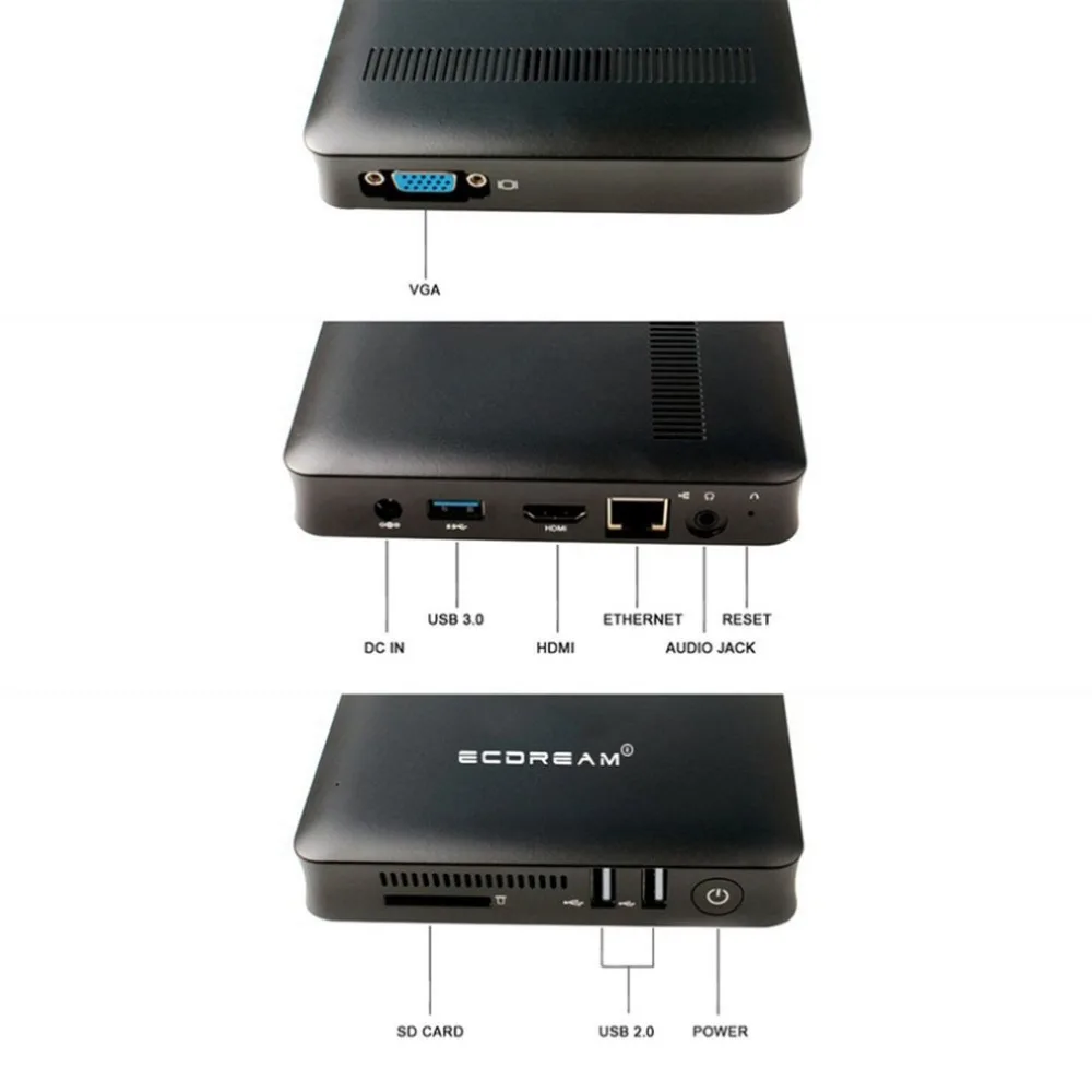 T7 мини-ПК 2 ГБ+ 32 ГБ хост для Windows 10 64 бит компьютер четырехъядерный для Intel HDMI Dual Wifi Поддержка игр HD 4K выход