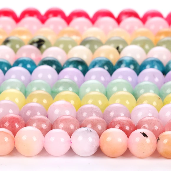 4-10mm 천연석 아쿠아 마린 인회석 오팔 전기석 옥 라운드 비즈 쥬얼리 만들기 용품 DIY 팔찌 액세서리