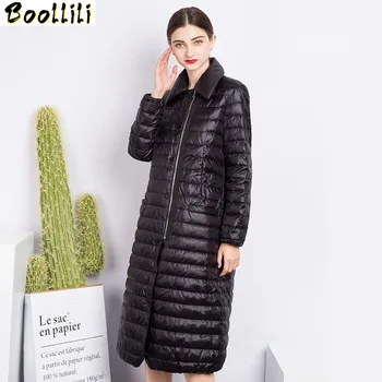 

Boollili 90% White Duck Down Coat 2020 Autumn Winter Jacket Women Long Thin Ultralight Jackets Female manteau femme hiver