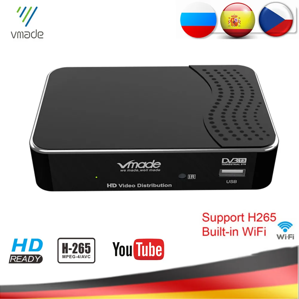 

New DVB-T2 Digital Terrestrial Receiver Built-in WIFI H.265/HEVC DVB-T TV Tuner MPEG4 Hot Sale Europe Support AC3 Audio Youtube
