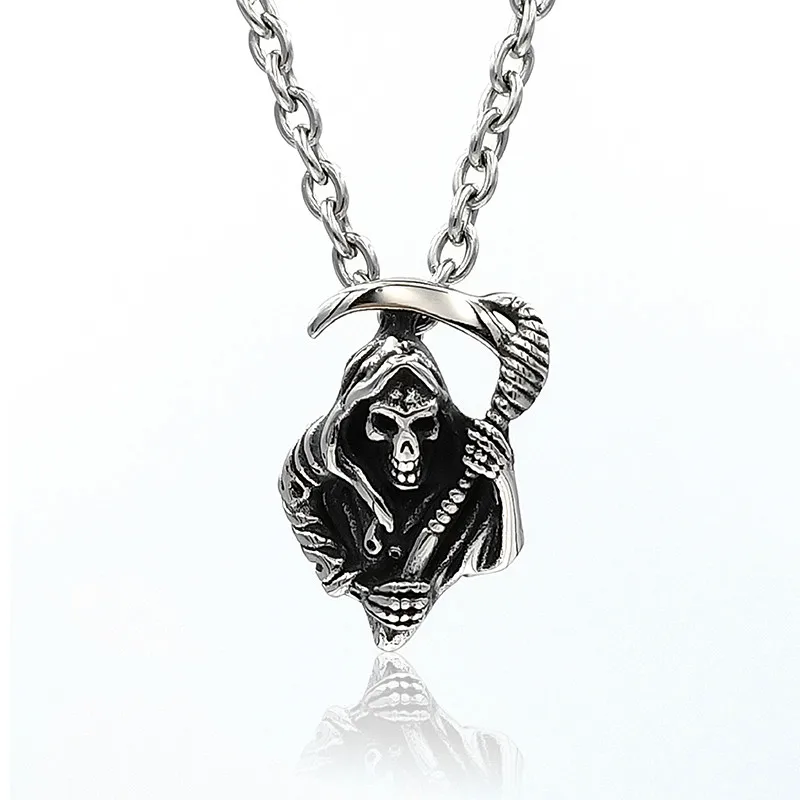 Never fade 316L Stainless Steel Chain Necklace Death God Satan Charm Pendant high quality Men and women jewelry gift | Украшения и