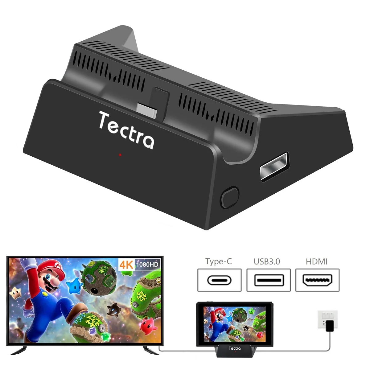 

Mini Charging Station,Portable Dock Station 2 IN 1 for Nintendo Switch with Type C to HDMI-compatible TV Adapter USB 3.0,USB 2.0