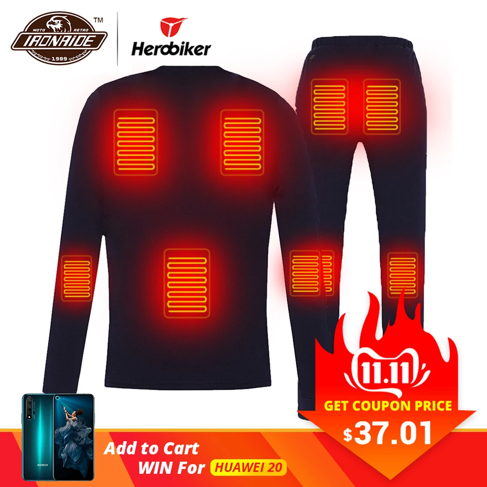 Günstig Winter Beheizt Jacke Männer Motorrad Heizung Jacke Elektrische USB Heizung Thermische Unterwäsche Set Shirt Top Kleidung M 4XL # #