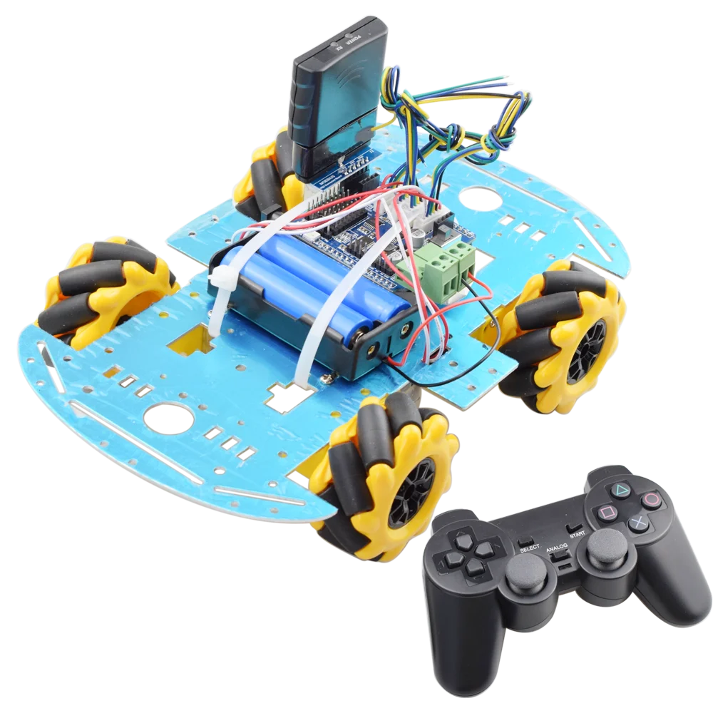 

PS2 Handle RC Control Omni Mecanum Wheel Robot Car Kit with UNO R3 Board Motor Driver Board for Arduino Progarm DIY STEM Toy