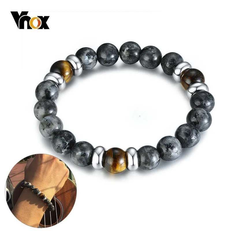Vnox оригинальные браслеты с бусинами из натурального камня для мужчин | Украшения