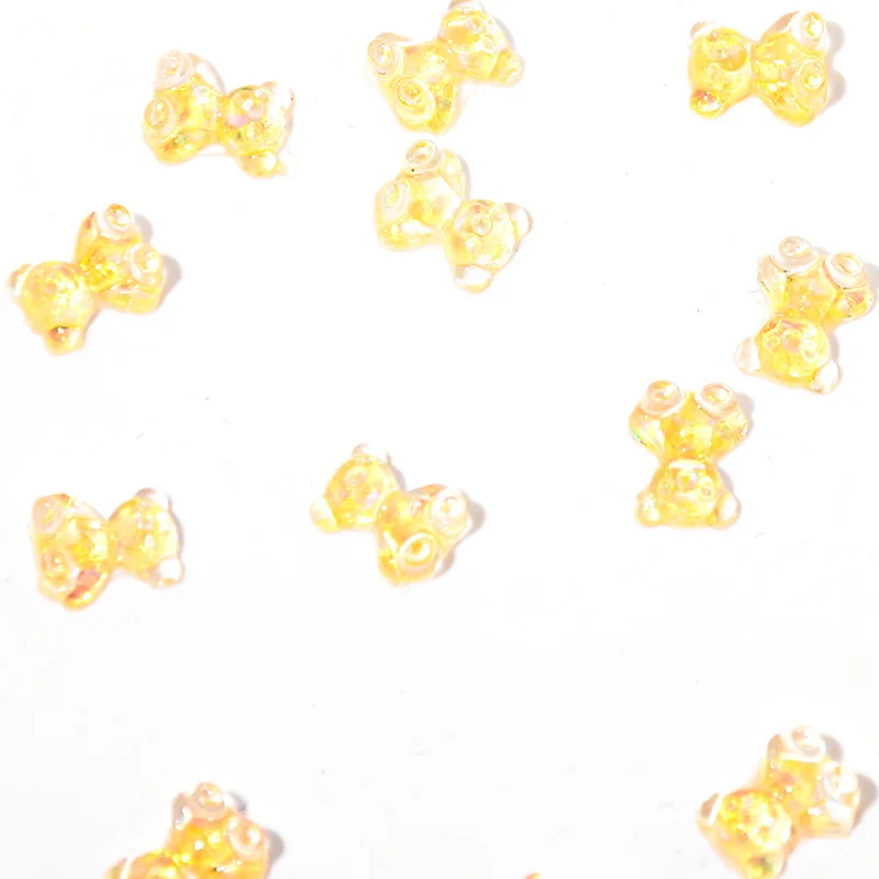 100 pçs mini resina gummy bear encantos do prego misturado iridescente ab  doce urso 7mm/9mm aurora urso peças do prego jóias que fazem o encanto do  prego - AliExpress