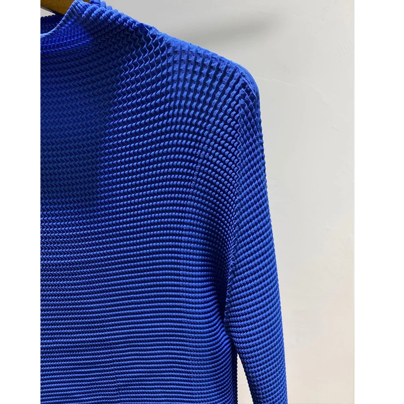 Changpleat, новинка, женские водолазки, топы, Miyak, плиссированные, модные, одноцветные, длинный рукав, тройник, большие, эластичные, дикие, приталенные футболки, T98035