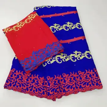

2019 Latest Blue African Lace Fabric 100% Cotton Embroidery High Quality Nigerian Cotton Lace Fabric 5+2Yards/Lot C20102-15
