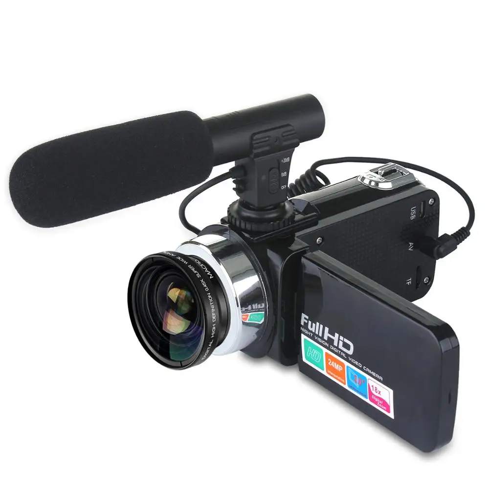 Professional 24MP Camcorder Digital Video Camera 3 Inch LCD 18x Digital Camera Recorder with Mic