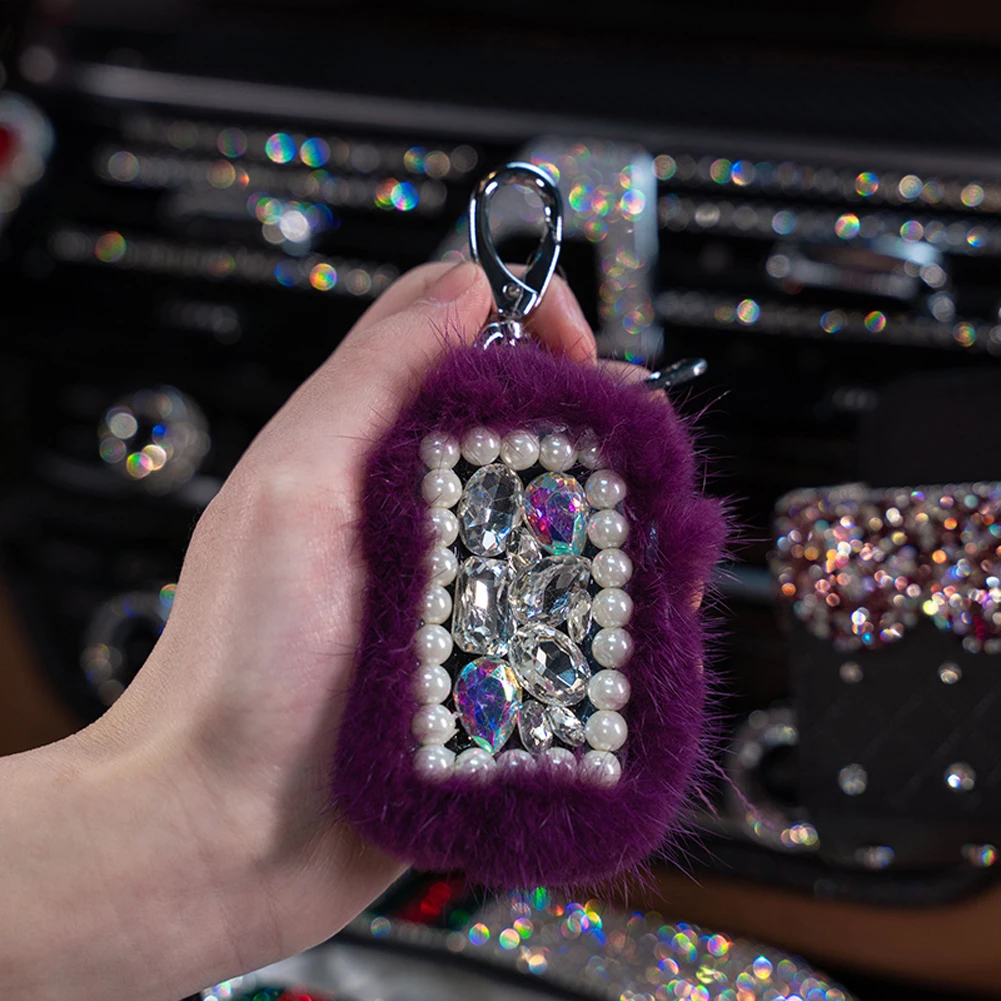 Универсальный искристый Алмазный кристалл из искусственной кожи молния автомобиля сумка-Футляр для ключей оболочки - Название цвета: C