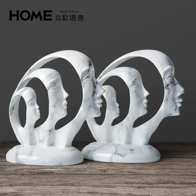 

Nordic Creative Portrait Marble Pattern Decoration Modern Minimalist TV Cabinet Living Room Decoration Figurines & Miniatures