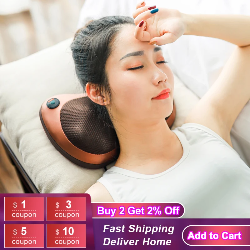 Aneercaer 8 Head Massage Pillow Relax Vibrator Electric Shoulder Back Heating Kneading Infrared therapy shiatsu Neck Massager