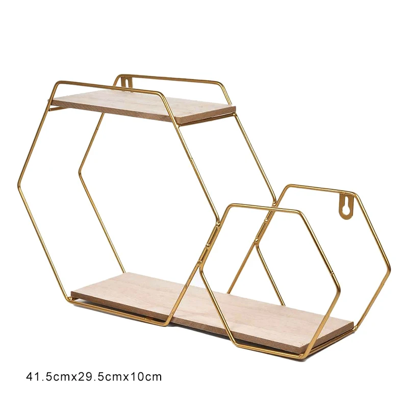Wall Hanging Shelf Rack Convenient Iron Geometric Storage Holder for Living Room PI669 | Дом и сад