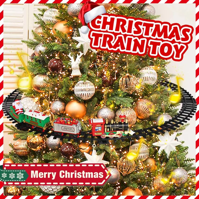 2022 Christmas Electric Railway can be installed on the Christmas tree with Lights and Music children's RC Train New Year Gifts 2