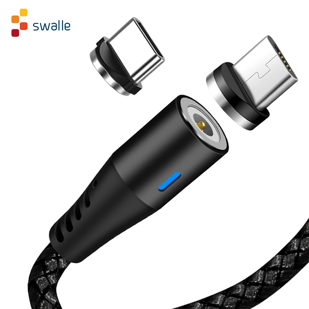 Магнитный USB кабель Swalle для Huawei Samsung usb типа C магнитный зарядки нейлоновый 2 А