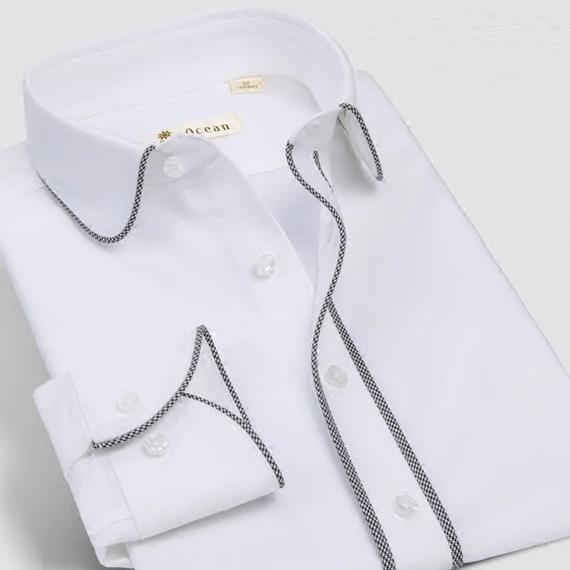 Deepocean, рубашка-смокинг, стильные, Camisa Social Masculina, хлопок, брендовая рубашка, белая, chemise homme, французские облегающие рубашки - Цвет: DDX76540L