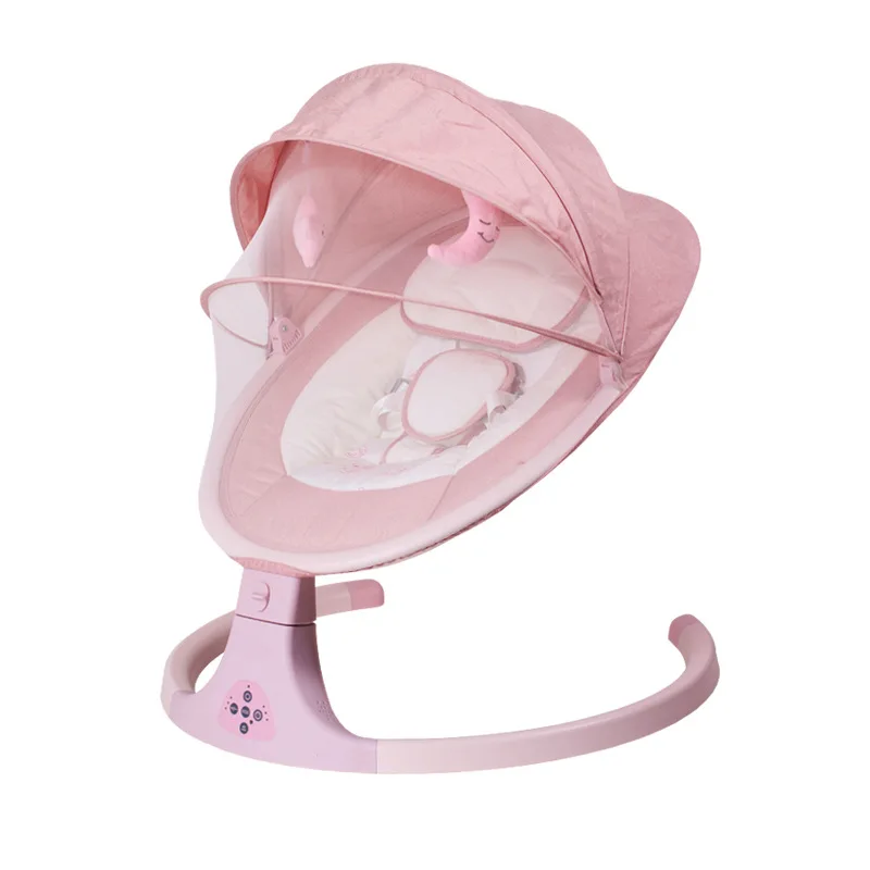 Newborn Baby Bassinet Bed Cradle Baby Rocking Chair Electric Sleeping Swing Remote Control Bluetooth Music with Cushion 0-12M - Цвет: Pink