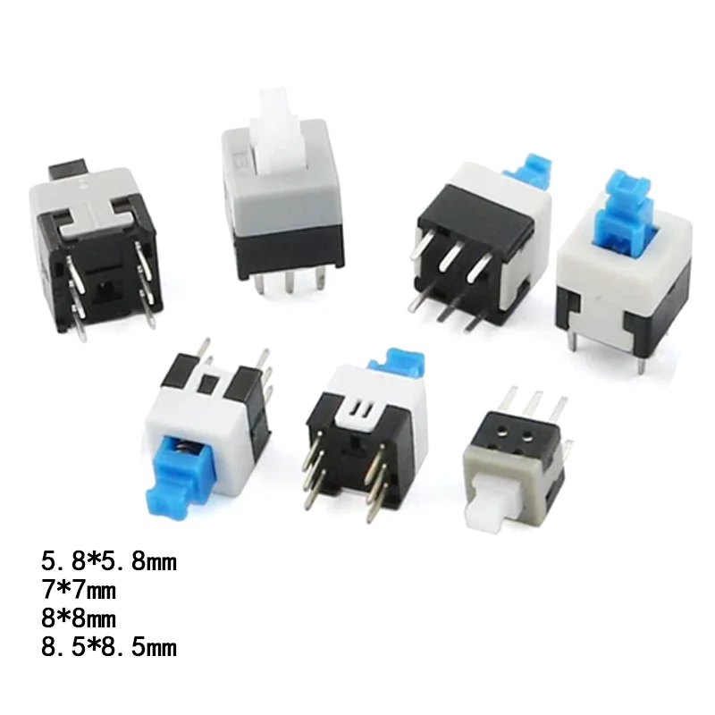 

10PCS/lot Self-locking Switch/Unlock Switch 5.8X5.8 / 7X7/8X8 / 8.5X8.5 Push-button Touch Rocker Switch 6PIN Button Switch