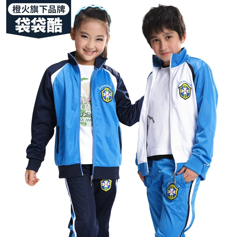 Childrenswear New Style Long Sleeve Spring And Autumn Middle And Large Children School Uniform Set Games Performance Progra