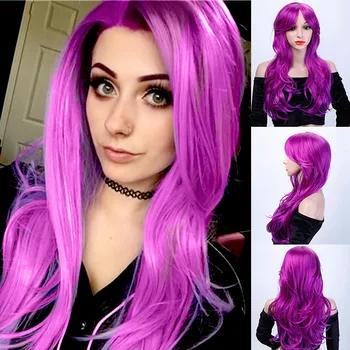 

LUPU Synthetic Wig For Black Women 24" Long Curly Synthetic Hair High Temperture Fiber Lolita Cosplay Wigs Purple Blonde Purple