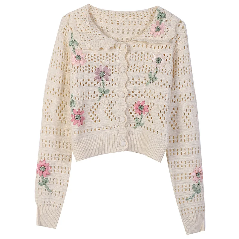 Новинка Осень-зима вязаный крючком кардиган BabYoung с длинным рукавом и отложным